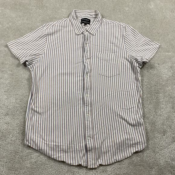 Bonobos Shirt Mens XL White Blue Striped Button Up Knit Preppy Summer Cotton - Picture 1 of 9